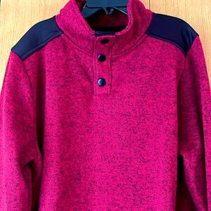 Urban Pipeline boy’s Large red black heathered snap neck pullover fleece top GUC
